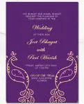 Purple Peacock Silhouettes Indian Wedding Invitation