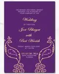 Purple Peacock Silhouettes Indian Wedding Invitation