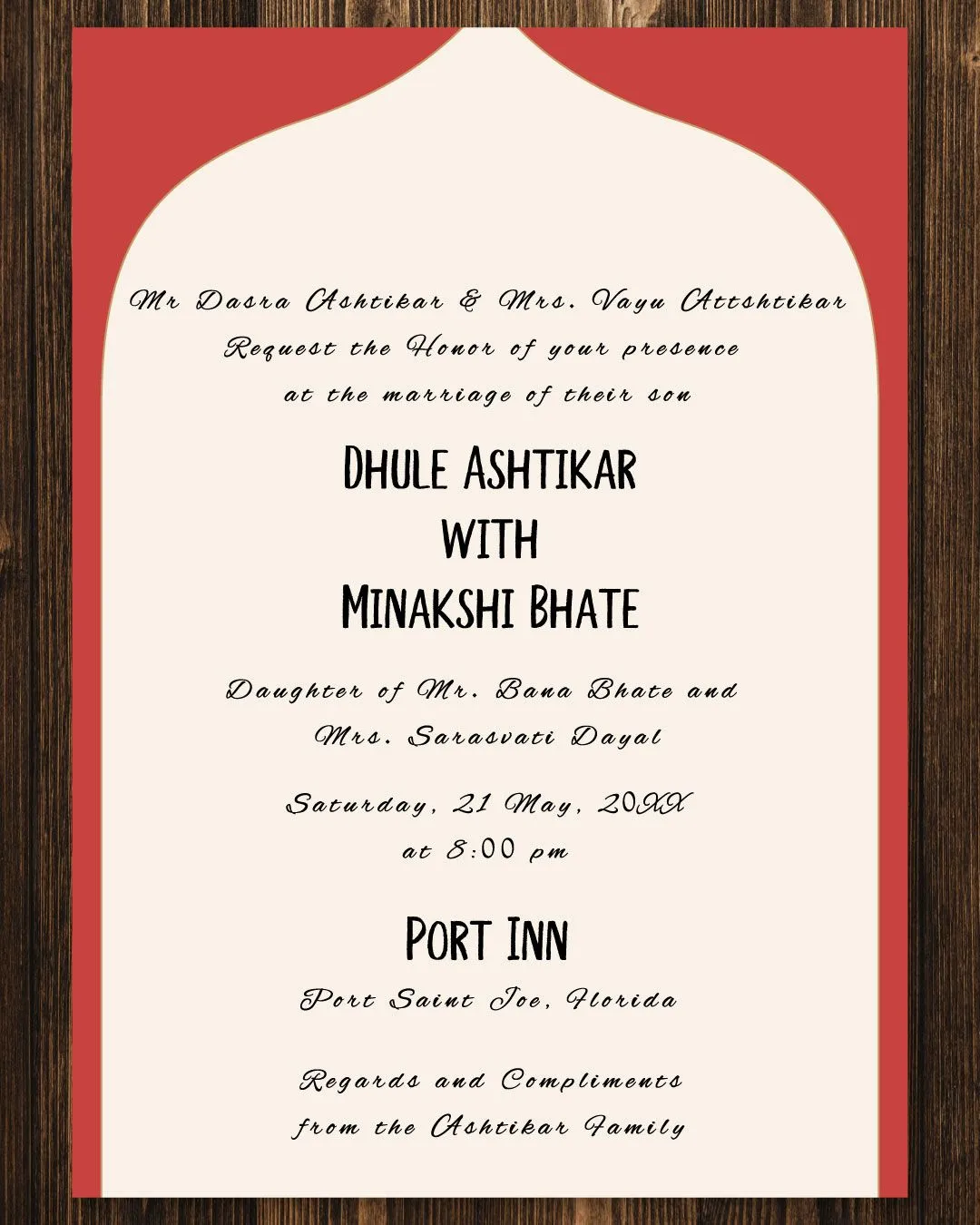 Simple Indu and Red Indian Wedding Invitation