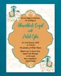 Turquoise Indian Leaves Wedding Invitation