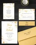 Botanical Yellow Flowers Simple Flat 5x7 Wedding Invitation