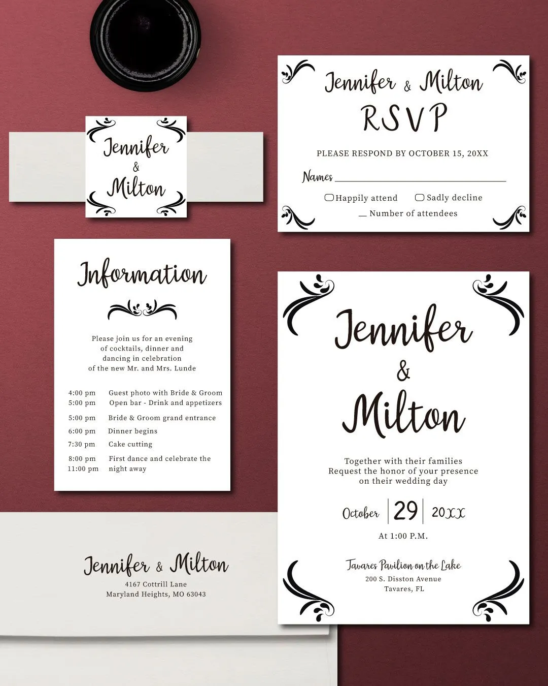 Simplicity and Elegance Simple Flat 5x7 Wedding Invitation