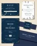 Golden Frame and Leaves Simple Flat 5x7 Wedding Invitation