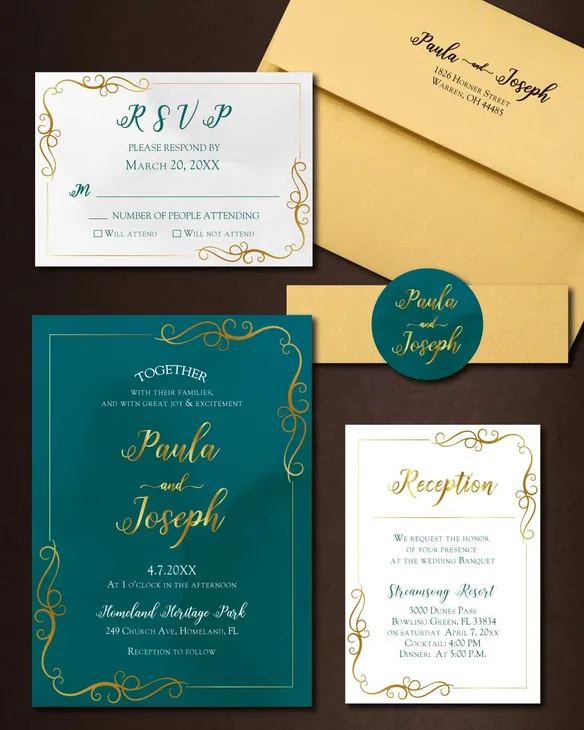 Elegant Frames Simple Flat 5x7 Wedding Invitation