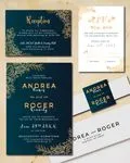 Golden Corner Flowers Simple Flat 5x7 Wedding Invitation