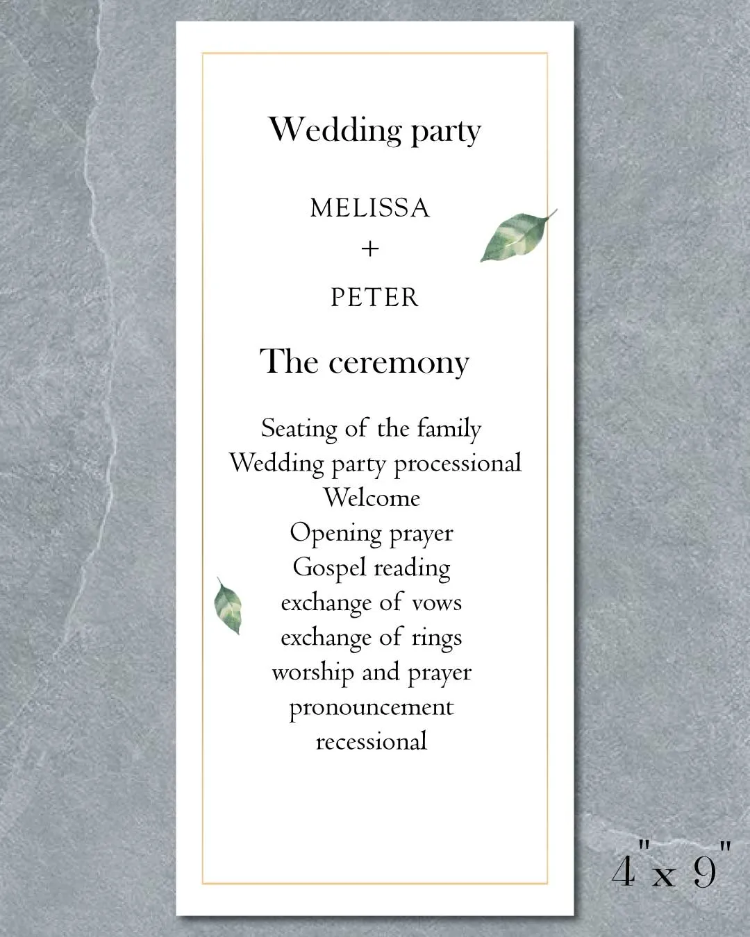 Emblazoned Minimalism Wedding Program Cards