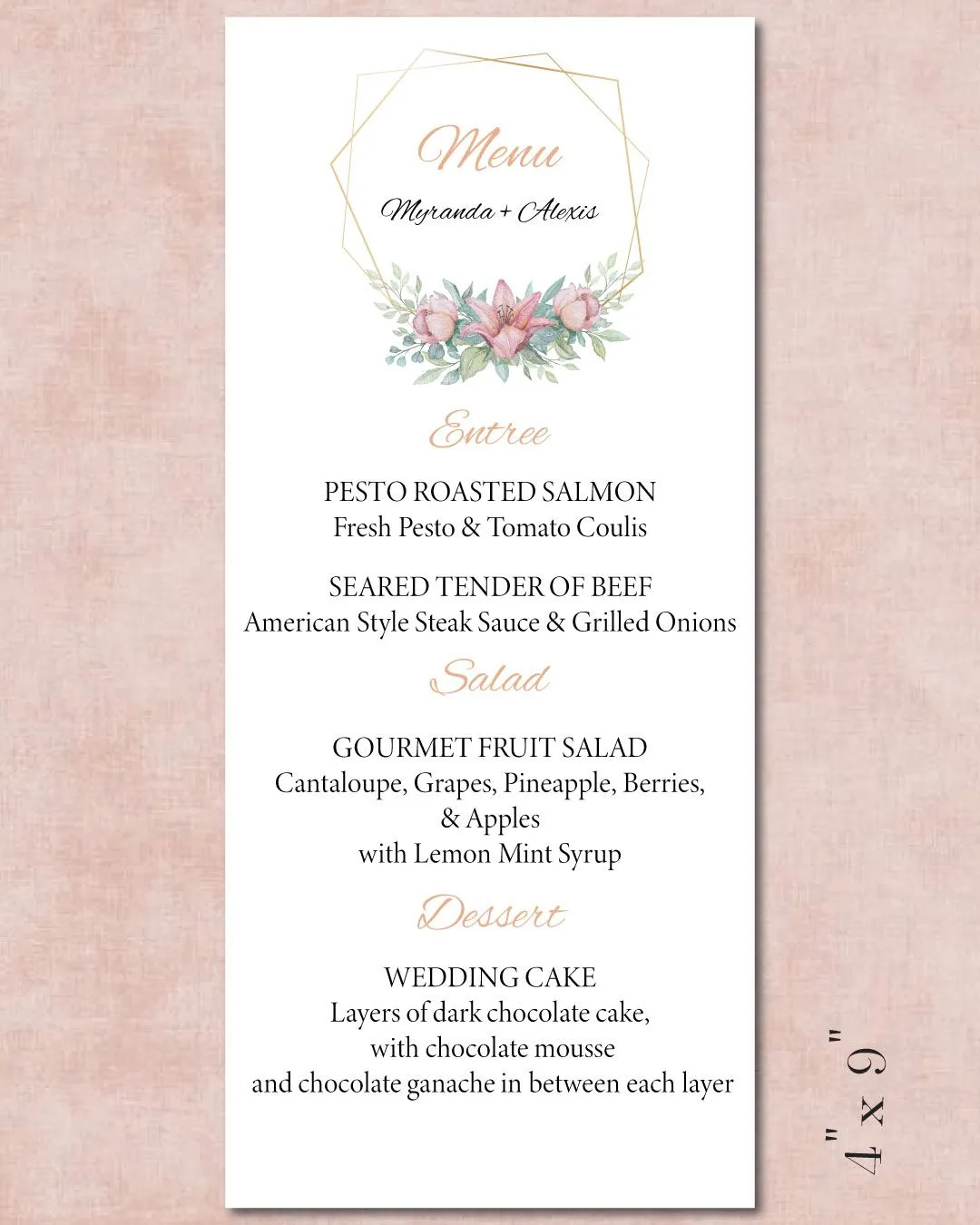 Sweet Scents Minimalist Wedding Menu Cards