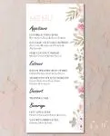 Spring Delights Wedding Menu Cards