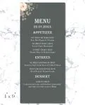 Black Flower Design Wedding Menu Cards