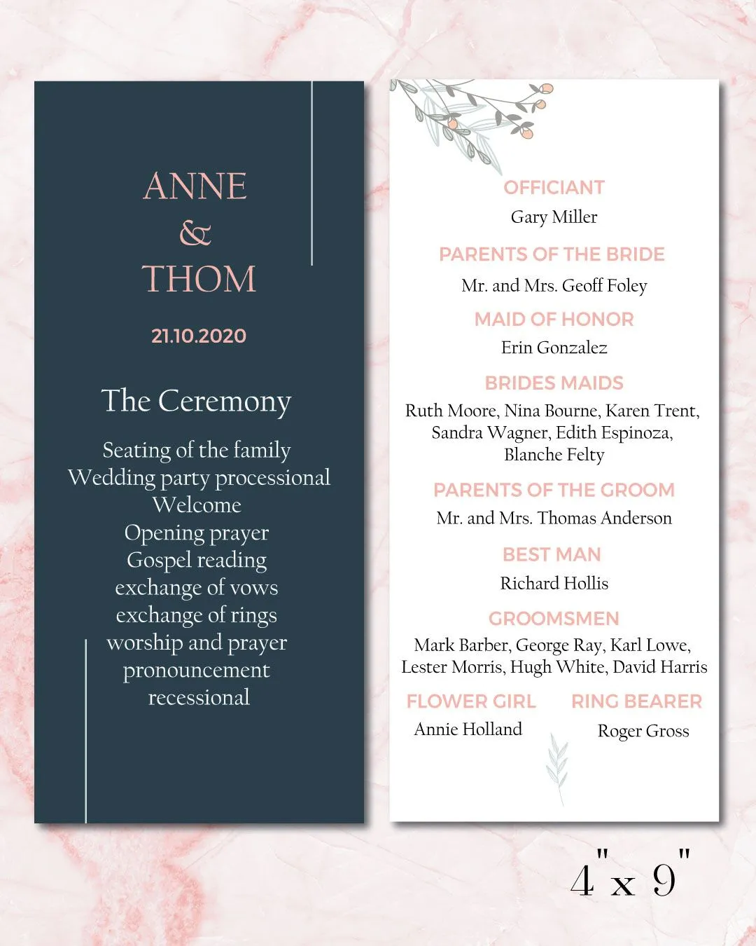 Creative Shoots Wedding Program Cards