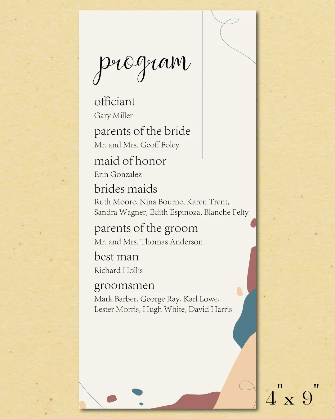 Inspiration From Nature Wedding Program Cards