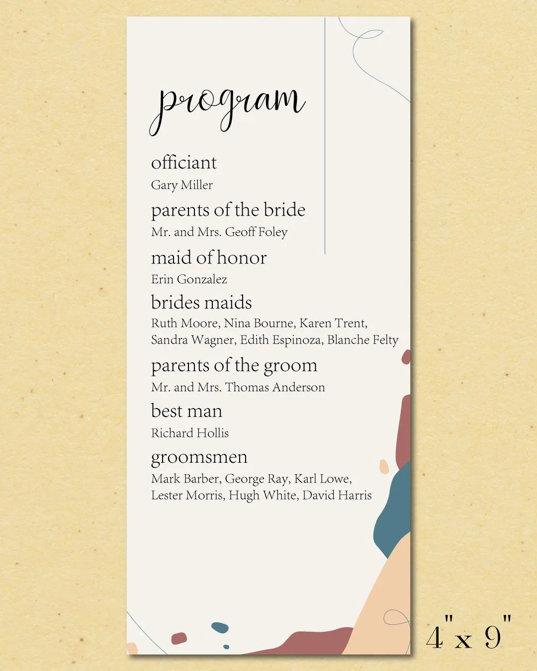 Inspiration From Nature Wedding Program Cards