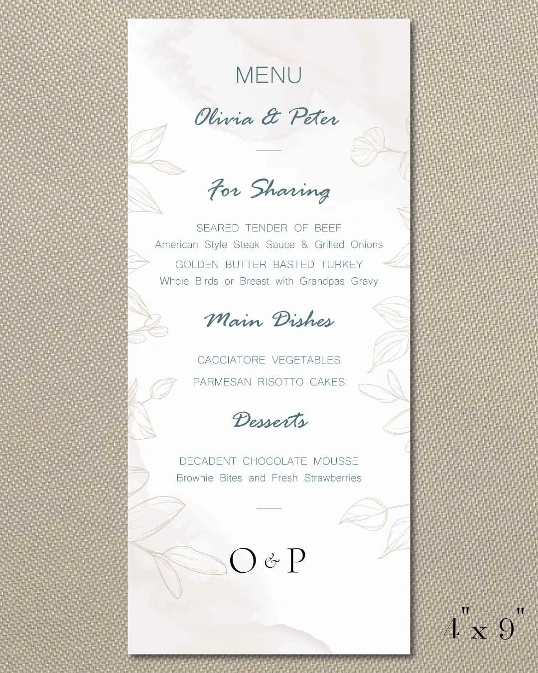 Simple Radiant Wedding Menu Cards