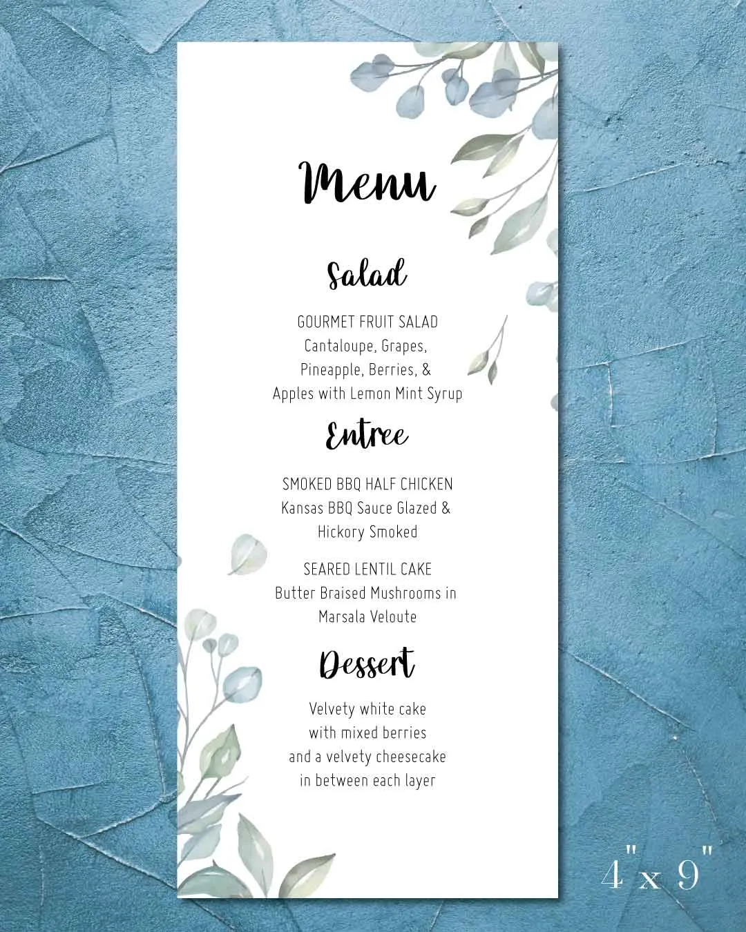 Summer Leaves Edges Wedding Menu Cards