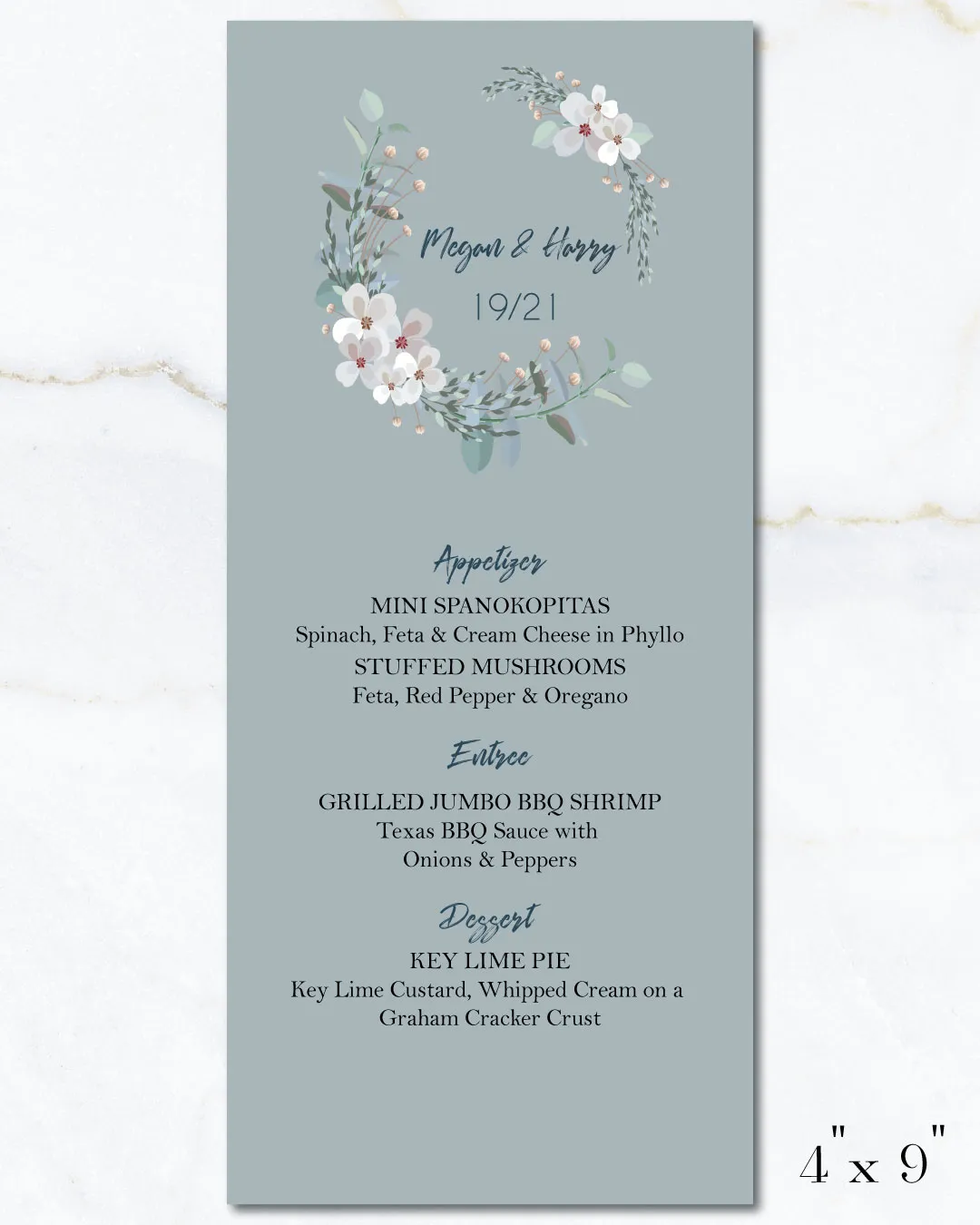 Reflexes Of Humidity Wedding Menu Cards