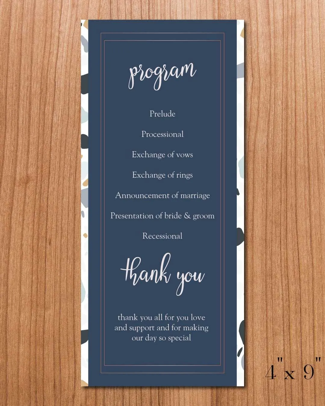 Imitation Granite Wedding Program Cards