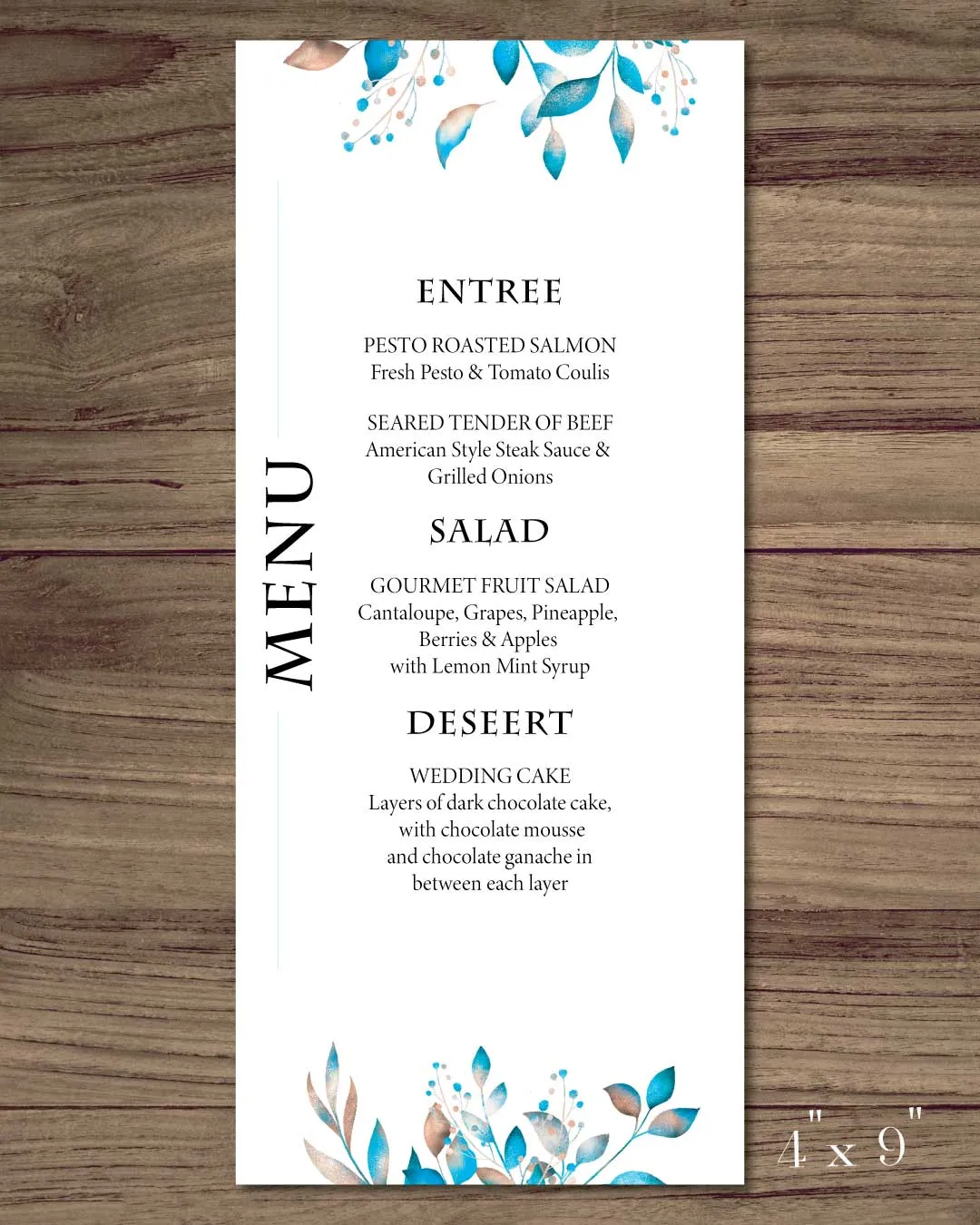 Aquatic Nuances Wedding Menu Cards