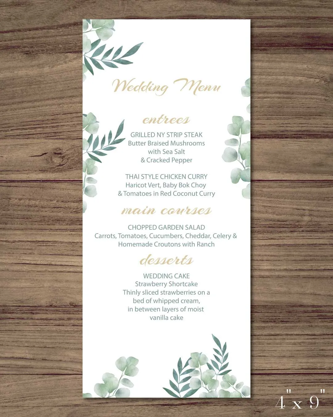 Jungle Lights Wedding Menu Cards
