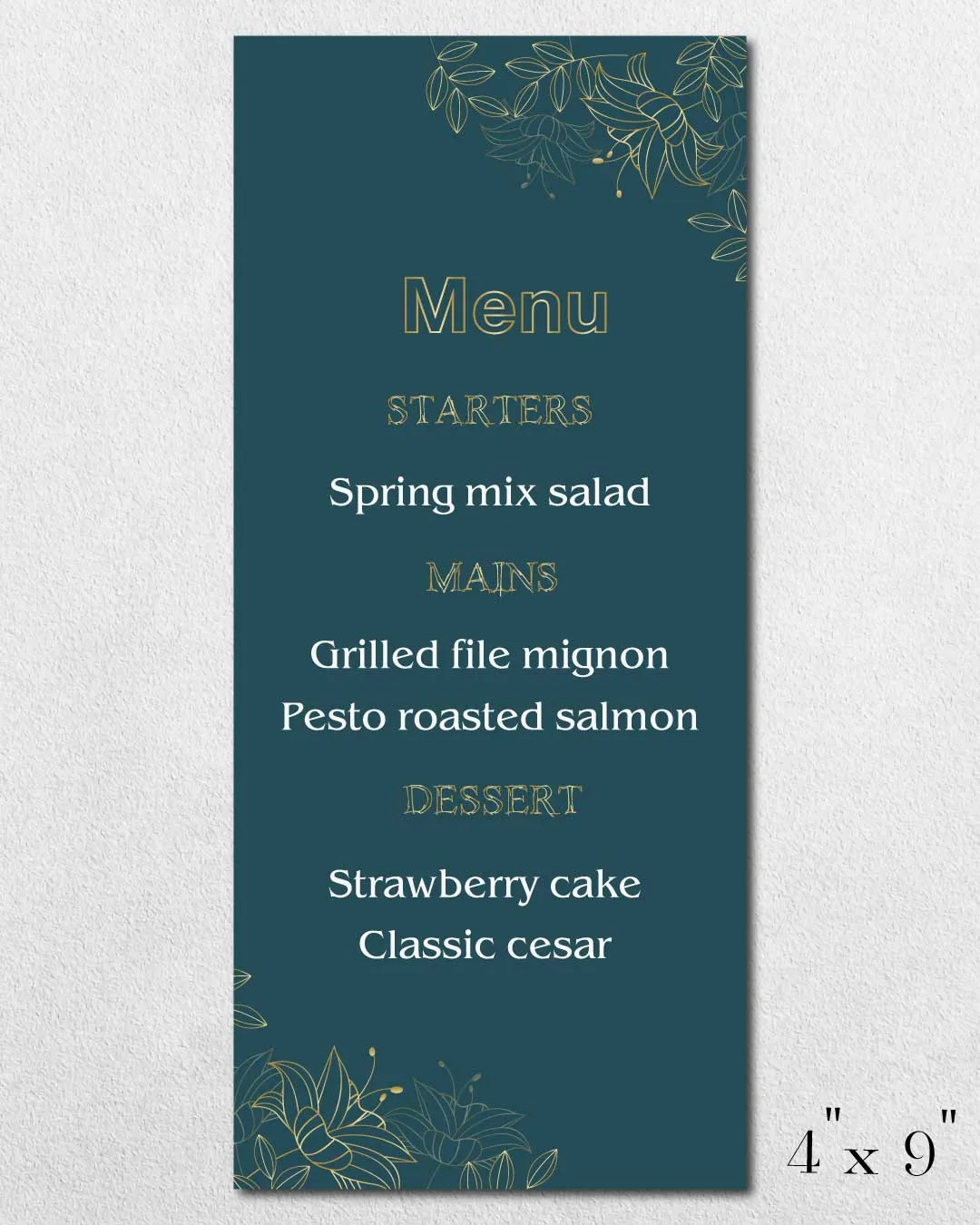 Jade and Gold Elegance Wedding Menu Cards