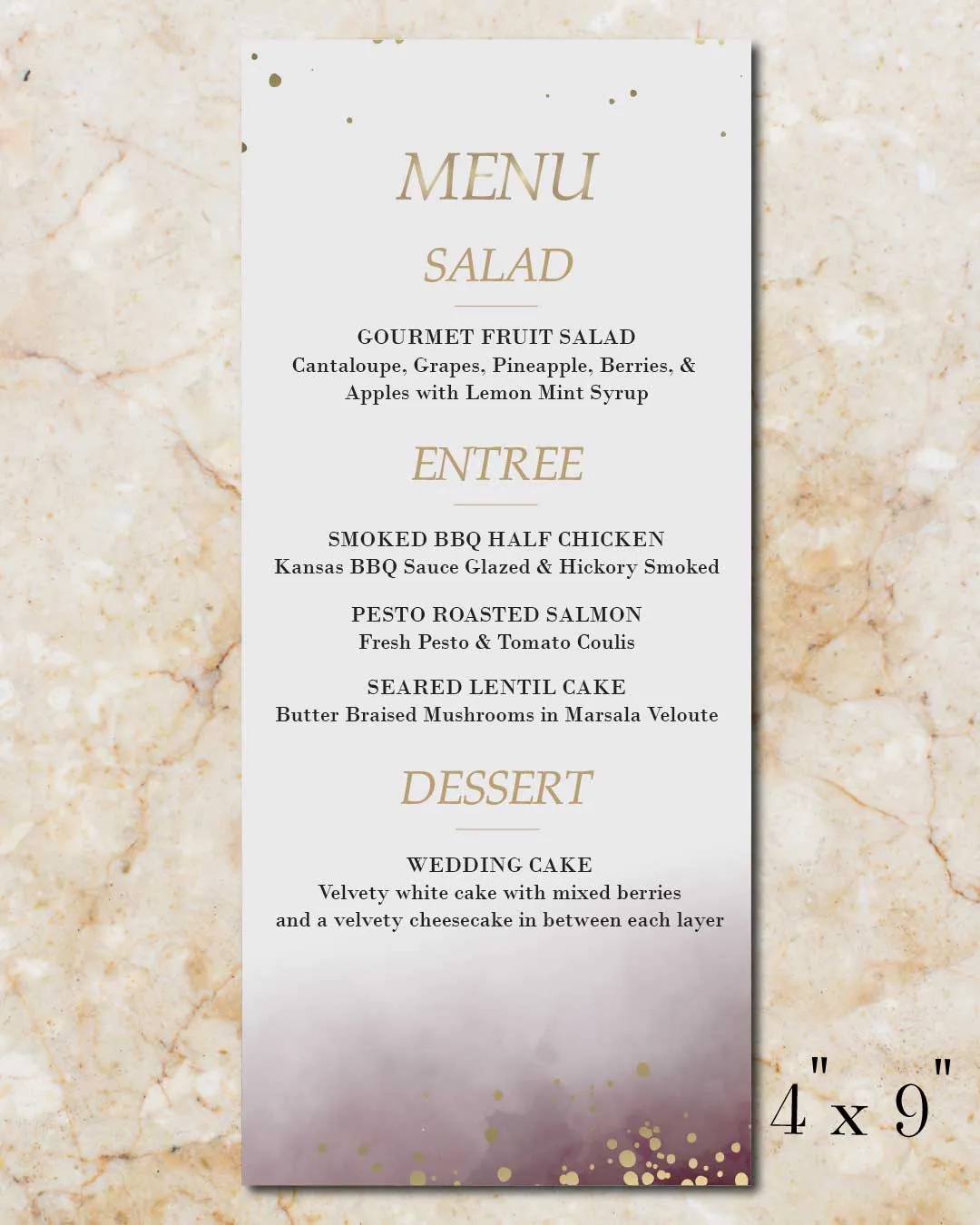 Fuchsia and Gold Harmony Wedding Menu Cards