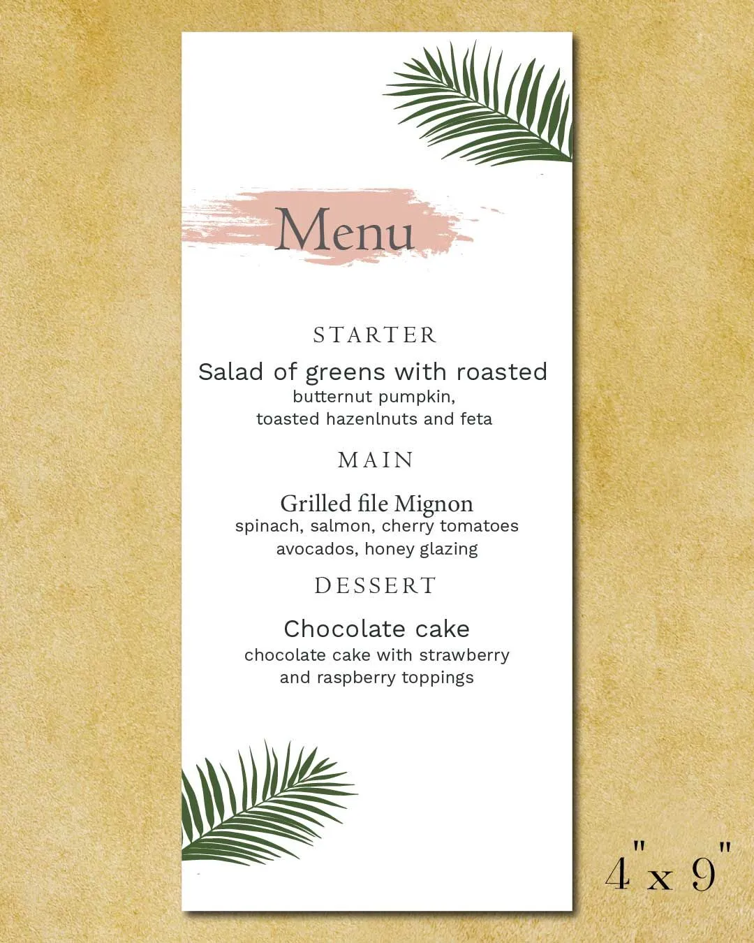 Tropical Plant Wedding Menu Cards