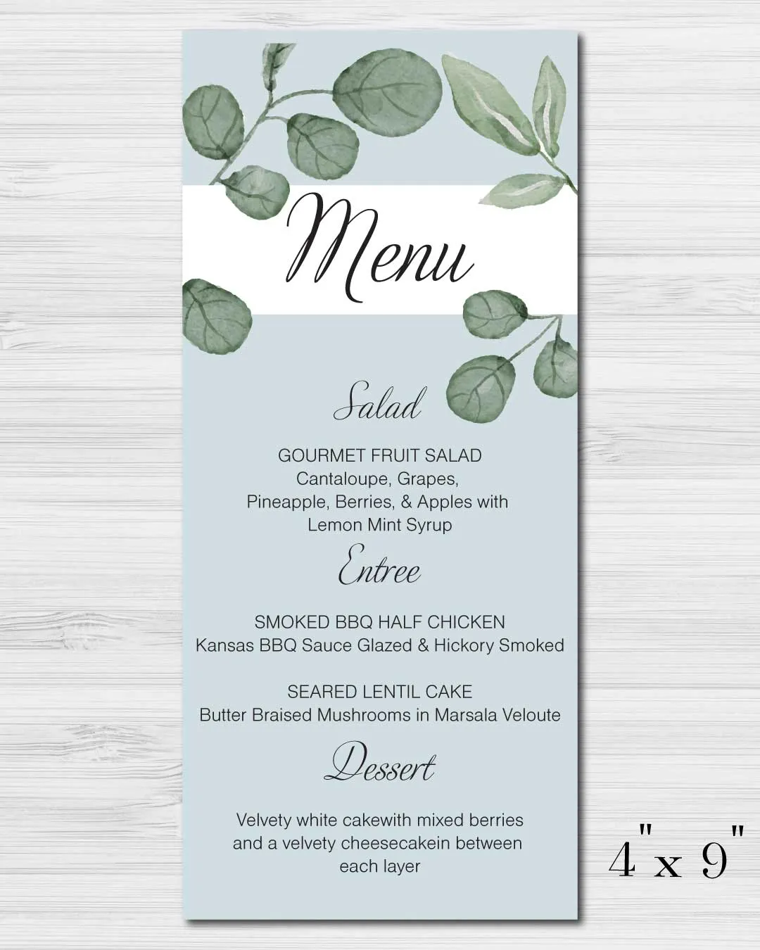 Leaf Freeshnees Wedding Menu Cards