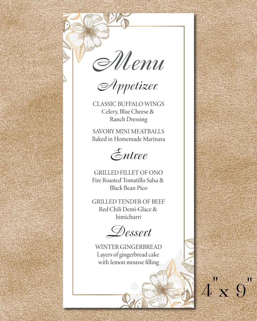Romance Frame Wedding Menu Cards