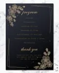 Dark Gold Glitter Wedding Program Cards
