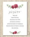 Simple Floral Style Wedding Program Cards