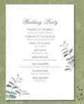 Green Leaves Decorations Wedding Program Cards