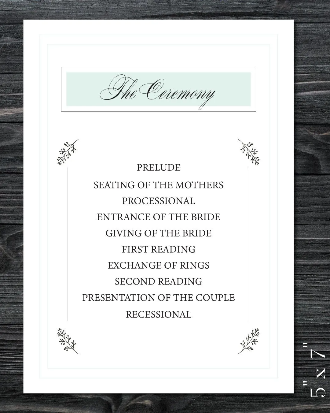 Blue Rectangle And Leaves Wedding Program Cards