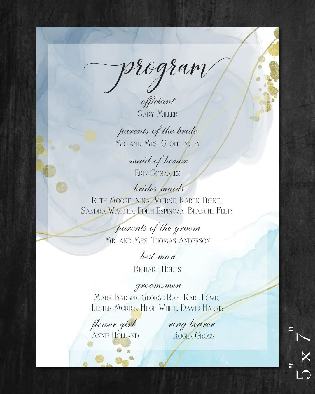Gold Confetti Wedding Program Cards