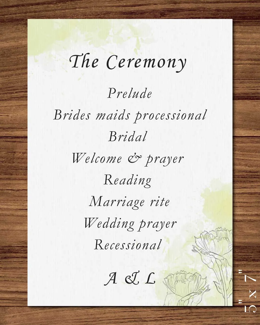 Yellow Watercolor Wedding Program Cards
