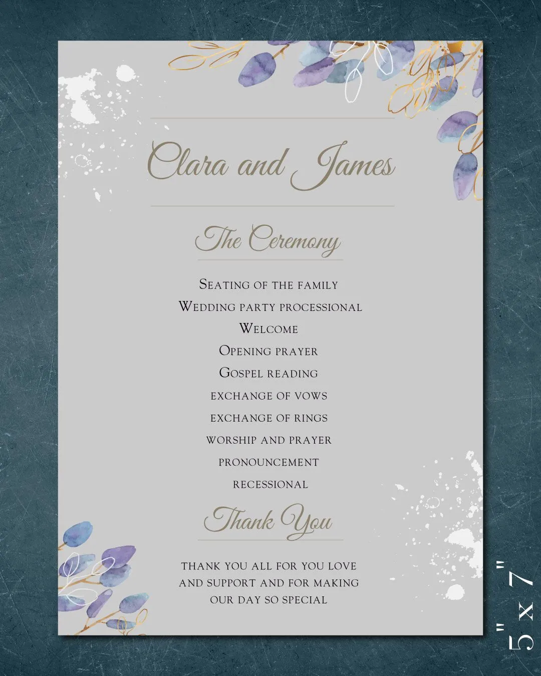 White Spots And Leaves Wedding Program Cards