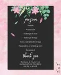 Black Design With Flowers Wedding Program Cards