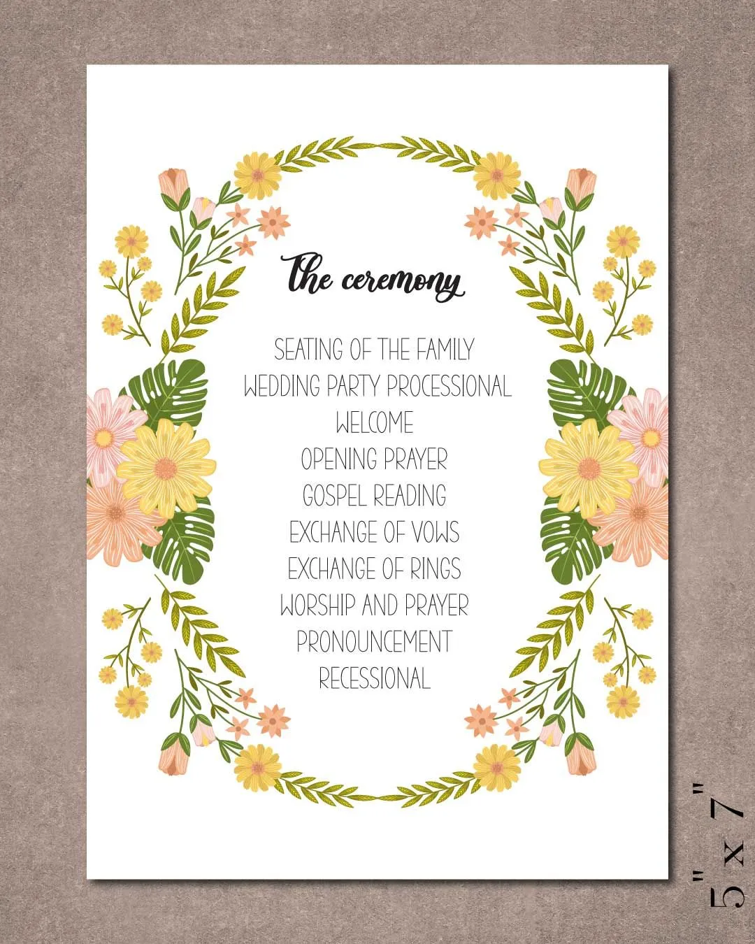 Spring Yellow Flowers Wedding Program Cards 2
