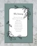 Minimalist Black Leaves Wedding Program Cards 2