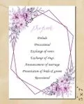 Geometric Frame And Flowers Wedding Program Cards