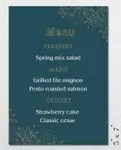 Jade and Gold Elegance Wedding Menu Cards