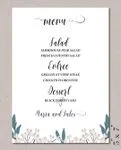 Flowered Egdes Wedding Menu Cards