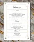Gold Frames and Lines Wedding Menu Cards