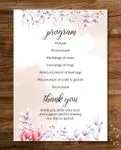 Watercolor And Pink Roses Wedding Program Cards
