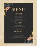 Pink Flowers Wedding Menu Cards