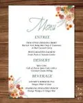 Flowers Reddish and Orange Wedding Menu Cards