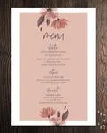 Cute Pink Flowers Wedding Menu Cards