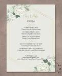 Hexagon And White Roses Wedding Menu Cards