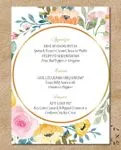 Orange And Blue Flowers Wedding Menu Cards