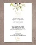 Flowers And Gold Lettering Wedding Menu Cards Template