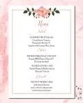 Pink Frame Flower Wedding Menu Cards