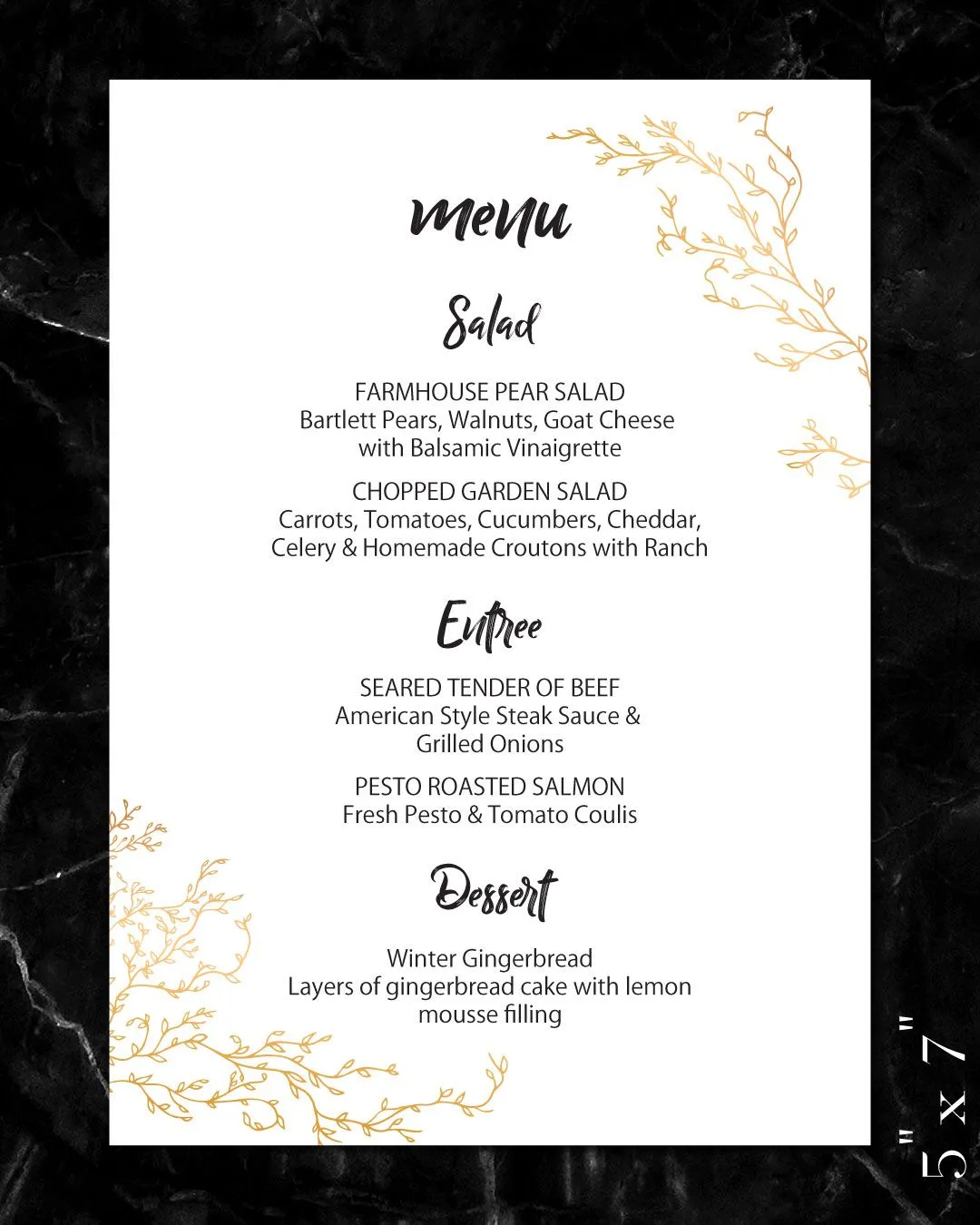 Minimalist Golden Branches Wedding Menu Cards